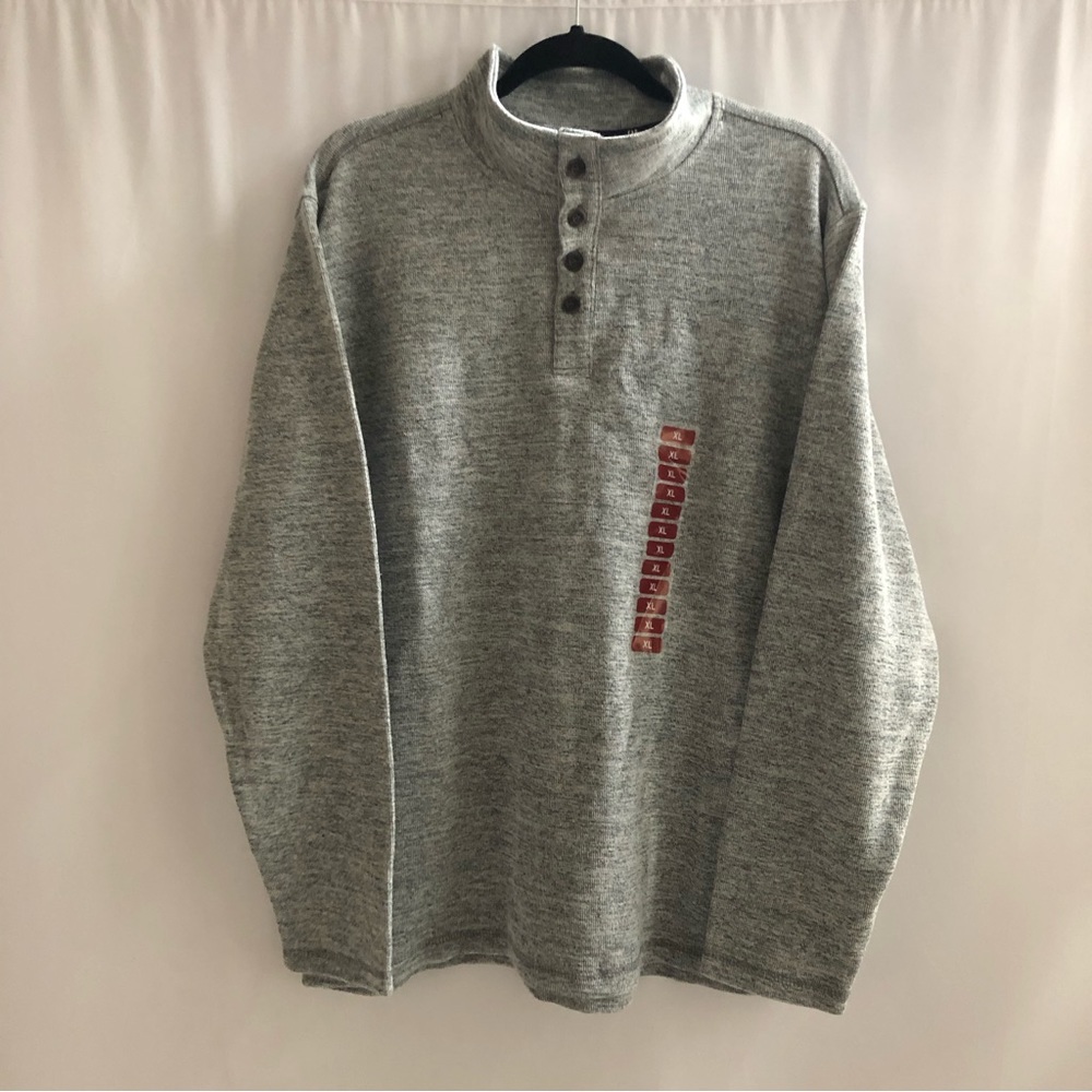 GAP Men’s Gray Mockneck Henley Pullover Sweater